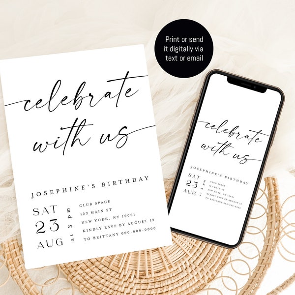 Let's Celebrate Party Invitation, Surprise Birthday Party Invite, Celebrate With Us Invitation, Special Event Invitation Birthday Party #f37