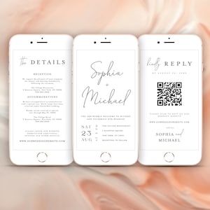 Electronic Wedding Invitation And RSVP, Wedding Evite, Electronic Invitation, Digital Wedding Invite Wedding Invitation QR Code RSVP #vmt710