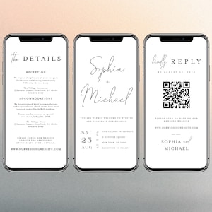Faire-part de mariage électronique et RSVP, invitation de mariage, faire-part électronique, faire-part de mariage numérique faire-part de mariage code QR RSVP #vmt710