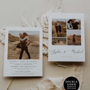 Wedding Invitation Template, Download, Photo Collage, Picture, Fully Editable Text, Printable, Create Your Own Card, Minimalist #vmt910