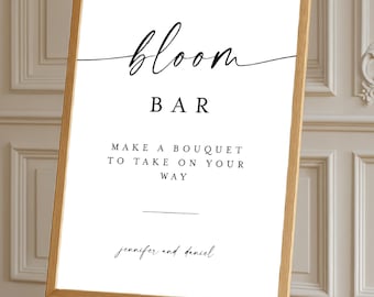 Bloom Bar Sign Template, Build Your Bouquet, Wedding Flower Favors, Bridal Flower Bar Decor, Baby Shower Bloom Bar Sign Printable #fv37