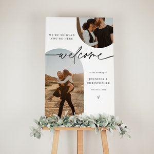 Half Arch Welcome Sign Template, Your Photo Here, With Picture, 100% Editable Printable, Wedding Dinner, Engagement Party, Arched, Boho #f38