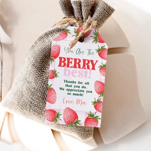 Berry Best Tag, Editable Berry Best Tag, You're The Berry Best Teacher Appreciation Tag, Strawberry Gift Tag, Cookie Thank You Tag #b12