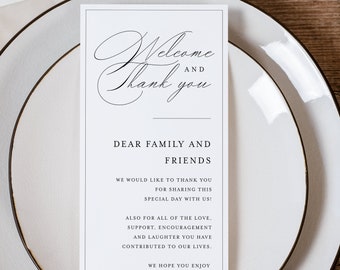 Thank You Place Card, Modern Minimalist Thank You Letter Template, Thank You Napkin Note, Place Setting Thank You, Welcome And Thanks #f38