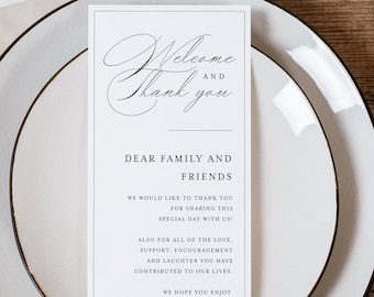 Thank You Place Card, Modern Minimalist Thank You Letter Template, Thank You Napkin Note, Place Setting Thank You, Welcome And Thanks #f38