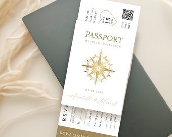 Passport Wedding Invitation, Boarding Pass Invitation, Destination Wedding Invite, Passport Wedding Invitation Template, Plane Ticket #f47