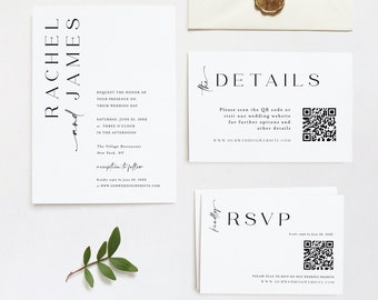 Wedding invite set template 100% Editable Templett Instant download invitation Modern Simple Minimalist Scandinavian Try before buy #f41