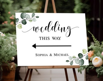 Wedding This Way Sign Template, Wedding Direction Sign, Instant Download, Wedding Arrow Sign, Direction Arrow Sign, Directional Sign #vmt21