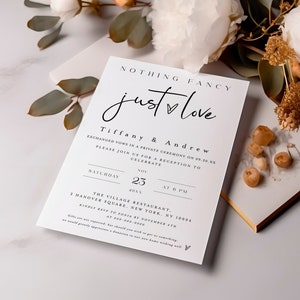Nothing Fancy Just Love Invitation Template, Modern Nothing Fancy Just Love Invitation, Elopement Announcement, Casual Reception Party #f43