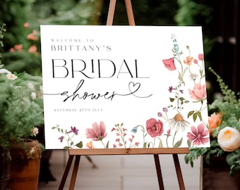 Bridal Shower Welcome Sign, Wildflower Bridal Shower Welcome Sign, Modern Floral Bridal Shower Decor, Wildflower Bridal Shower Sign #c82