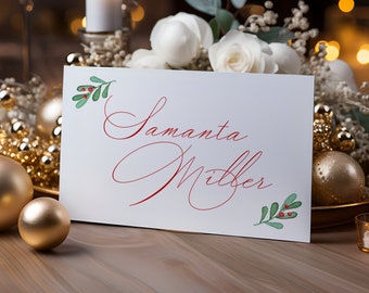 Christmas Place Cards, Christmas Name Card, Christmas Dinner Place Card, Holiday Party Seating Card, Christmas Wedding Place Cards  #c41