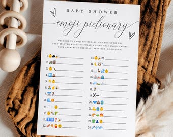 Emoji Pictionary-babyshowerspel, bewerkbaar Emoji-pictionary-spel, Emoji-spel babyshower, Emoji-babyshowerspel met antwoordsleutel #vmt12