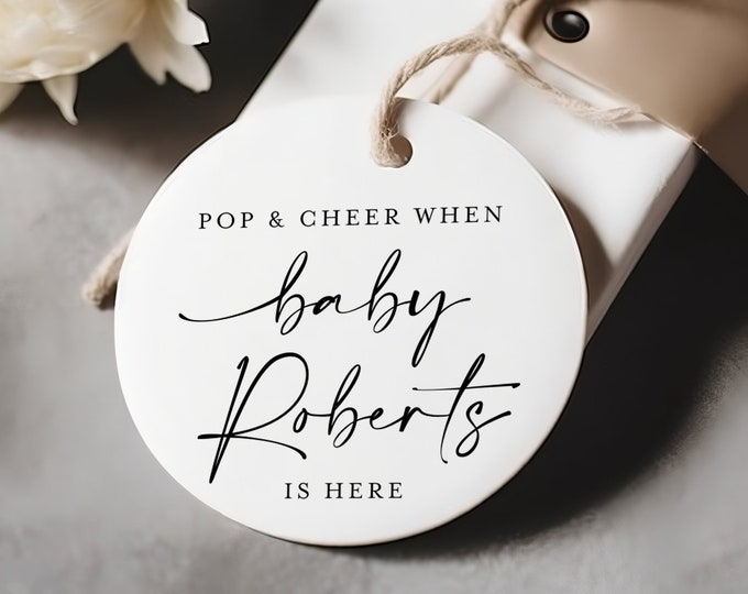 Etichette per champagne Pop It When She Pops, etichette per vino stampate per baby shower Toile, adesivi per bottiglie di champagne, bomboniere vintage per baby shower con orsetto - Italia