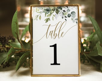 Números de mesa con motivos vegetales, plantilla totalmente editable, Templett, descarga instantánea, tarjeta de mesa, prueba antes de comprar, caligrafía para bodas, hojas #c61
