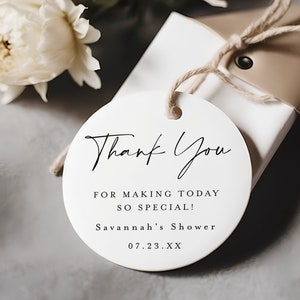 Editable Thank You Tag Template, Round Thank You Tag, Modern Favor Tag Template, Bridal Shower Tag, Wedding Favor Tag Instant Download #f41