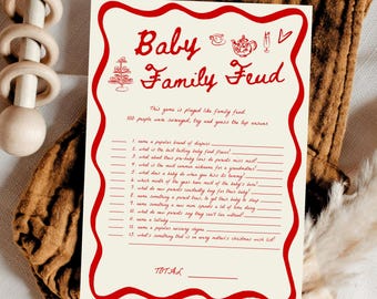 Baby Family Feud Game, Baby Feud Game, Baby Shower Family Feud Game, Family Feud Template, Minimalist Baby Shower Game #c97