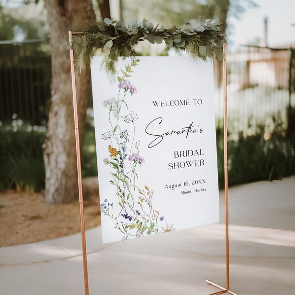 Wildflower Bridal Shower Welcome Sign Template, Bridal Shower Sign, Wild Flower Wedding Shower Sign, Floral Bridal Shower Welcome Sign #c81