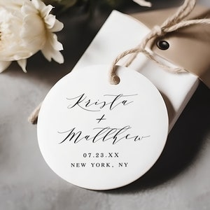 Editable Wedding Favor Label Template, Circle Gift Tags, Round Stickers Printable, 2x2, Templett, Instant download, Names, Jam Jar #vmt310