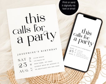 Let's Celebrate Party Invitation, Surprise Birthday Party Invite, Online Birthday Invitation, Special Event, This Calls For A Party #f40