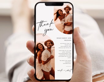 Electronic Thank You Card, Digital Thank You Card Template, Minimalist Photo Thank You Card, Text Message Thank You eCard, Paperless #f48