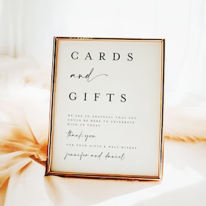 Minimalistische Karten und Geschenke Schild Vorlage, Modernes Hochzeitsgeschenk Tischschild, Baby Party Karte und Geschenke Schild, Geschenkschild Hochzeit #f41