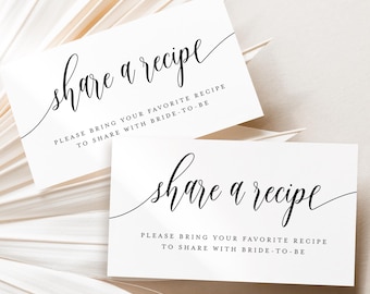 Share A Recipe Card Template, Invitation Insert, Instant Download, Bridal Shower Enclosure, Recipe Request Card, Brunch Party #fv27
