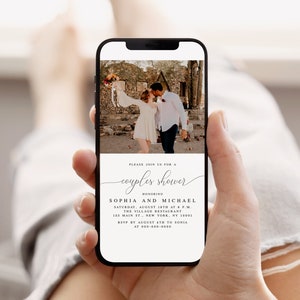 Electronic Wedding Shower Invitation Template, Couples Invite, Fully Editable, Evite, E Vites, Email, Templett, With Photo, Picture #vmt12