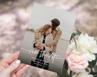 Photo save the date template DIY save the date Edit With Templett Instant download Self-Editing Photo save the date printable Templett #f24