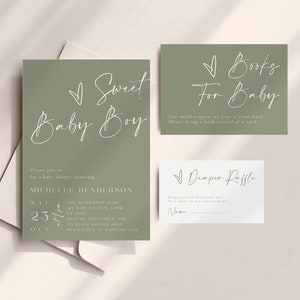 Faire-part bébé garçon doux, faire-part bébé garçon doux modifiable pour la douche, livres de douche doux bébé garçon pour carte de bébé, billet de Raffel couche #f41