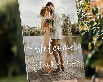Printed & Shipped Photo Wedding Welcome Sign Template, Welcome Wedding Board, Reception Poster, Modern Welcome Sign, Photo Welcome Sign S1