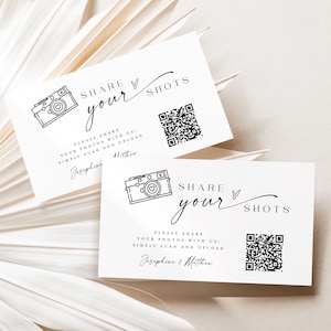 Share Your Shots QR Code Card, Wedding QR Code Card, Photo Album Card, Custom QR Code Template, Picture Sharing Wedding Card #f37