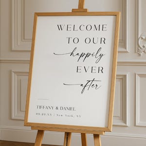 Wedding Welcome Sign Template, Minimalist Welcome To Our Beginning Sign Printable, Welcome To Our Beginning Template, Fully Editable #f37