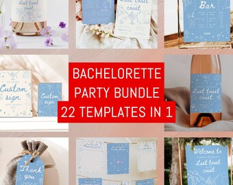 Last Toast On The Coast Bachelorette Party Bundle, Blue Bachelorette Bundle Printable, Bachelorette Weekend Games, Tags, Signs Bundle #c97b