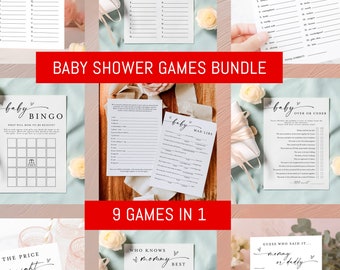 Baby Shower Game Bundle, Minimalist Baby Shower Game Bundle, Modern Baby Shower Game Kit, Baby Shower Game Pack, Baby Games Bundle #f37