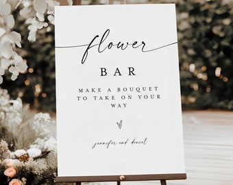 Flower Bar Sign Template, Build Your Bouquet, Wedding Flower Favors, Bridal Flower Bar Decor, Baby Shower, Customize, Self-Editing DIY #f37