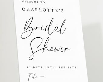 Printed & Shipped Bridal Shower Welcome Sign, Bridal Brunch Sign, Elegant Wedding Shower, Garden Party Decor Poster