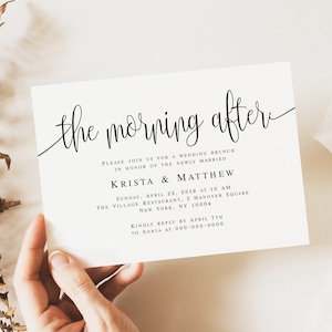Invitations pour le brunch du lendemain du mariage Invitation pour le brunch après le mariage Modèle d'invitation modifiable Modèles d'invitations imprimables #vmt610
