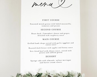 Large Wedding Menu Sign: Printed Bon Appetit Poster