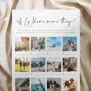 Where Were They Bridal Shower Game, Editable Where Were They Game 12 photos Couples Shower Engagement Party Game Photo Guessing Game #f41