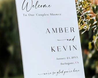Printed Couples Shower Welcome Sign: Modern Minimalist Design
