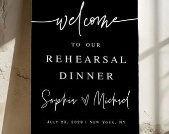 Wedding Rehearsal Dinner Welcome Sign, Tonight We Celebrate With You Pre Wedding Poster Board, Minimalist Rehearsal Welcome Printable #f24