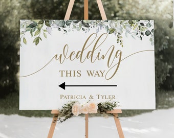 Printable Wedding This Way Sign Template, Wedding Direction Sign, Wedding Arrow Sign, Direction Arrow Sign, Wedding Directional Sign #c61