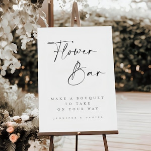 Flower Bar Sign Template, Build Your Bouquet, Wedding Flower Favors, Minimalist Bridal Flower Bar Decor, Baby Shower, Digital Download #f41