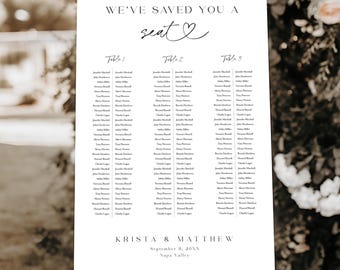 Modern Minimalist Wedding Seating Chart Template: Long Table Banquet (Digital Download 18x24, 24x36) #f38
