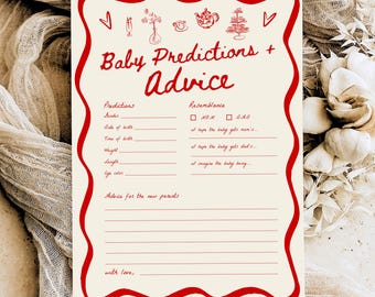 Baby Predictions and Advice Cards Printable, Advice & Wishes for Parents To Be, Baby Shower Game, Predictions for Baby #c97