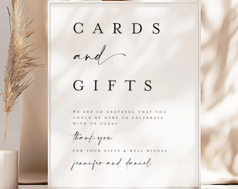 Printed & Shipped Minimalist Cards and Gifts Sign, Modern Wedding Gift Table Sign, Baby Shower Cards and Gifts Sign, Bridal Shower Gift Sign
