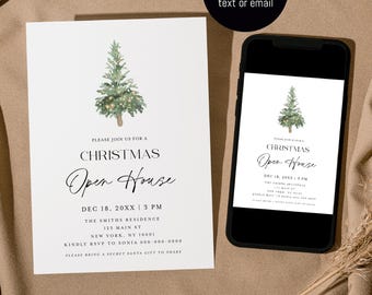Christmas Open House Invite Digital Download, Printable Holiday Invitation #c63