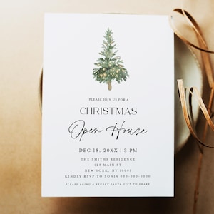 Christmas Open House Invitation Template, Edit With Templett, Printable, 100% Editable Text, Customizable, Download #c63