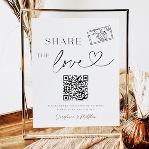 Share the Love QR Code Sign, Wedding Photo Sign, Capture the Love QR Code, Wedding QR Code Signs, Wedding Photo qr Code, Photo Sharing #f38