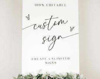 Custom Sign, Editable Custom Sign Template, Engagement Party Sign, Hen Party Sign, Printable Bridal Shower Poster, Custom Table Sign #fv59